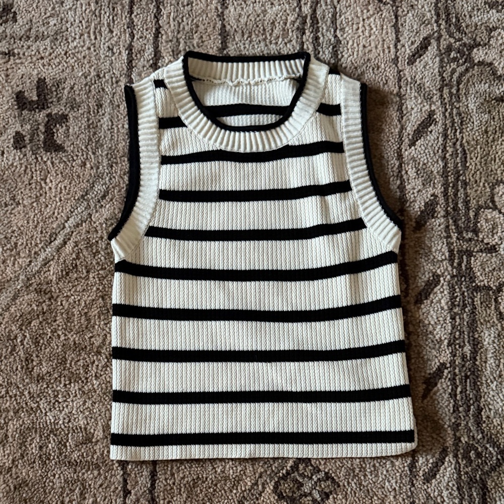 Striped Sleeveless Knit Crop Top